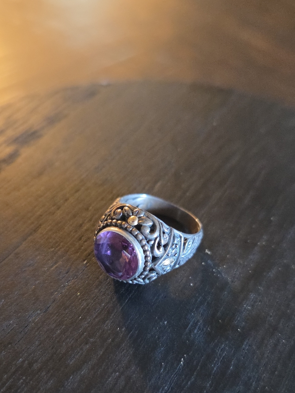 Brighton Silver Filigree Ring with Purple Stone - Picture 3 of 9